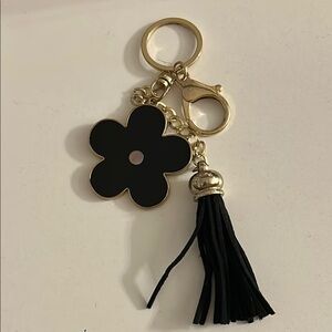Black Flower Keychain with Tassel